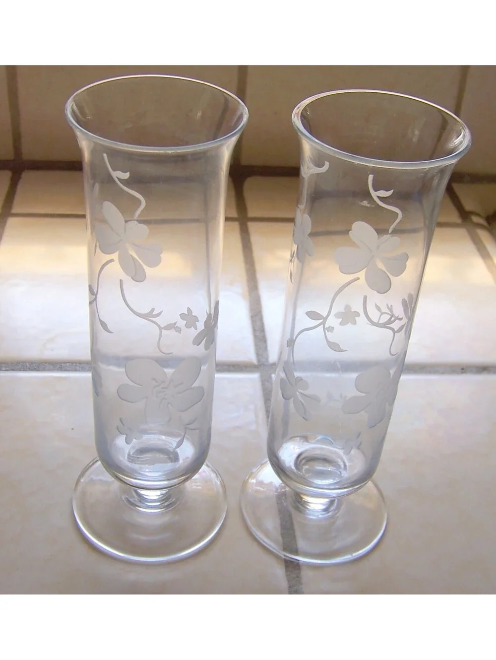 Yours Truly Marquis by Waterford Etched Crystal Bud Vases